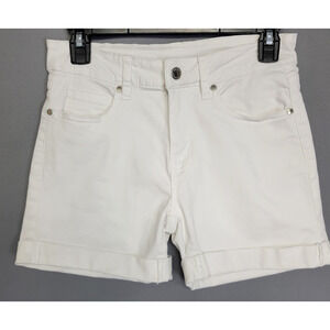Dip Denim Jean Shorts Womens 4 White Cuffed Pockets Stretches Mid-Rise 4" Inseam